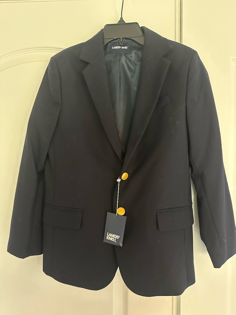 Lands' End Boys Navy Blazer - Classic Two-Button Nwt Size 12